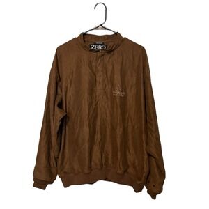 Zero Restriction Jacket Mens Large Brown Microsuede Pullover 1/4 Snap Golf Coat